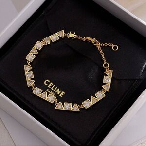 Celine Gold Bracelet with Clear Accents